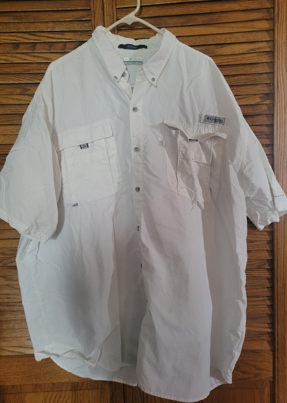 Columbia Men’s Bahama Short-Sleeve Button-Down Shirt — White Size 3XT